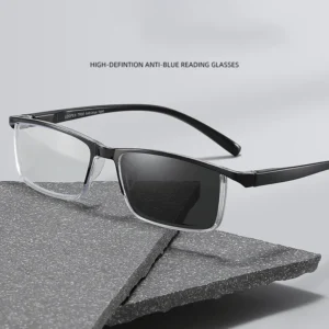 MEN'S SMALL SQUARE FRAME PHOTOCHROMIC READING GLASSES